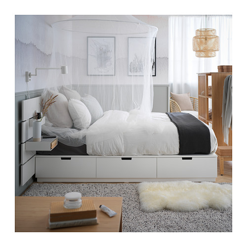 NORDLI bed frame w storage and headboard white 140x200 cm IKEA Latvija