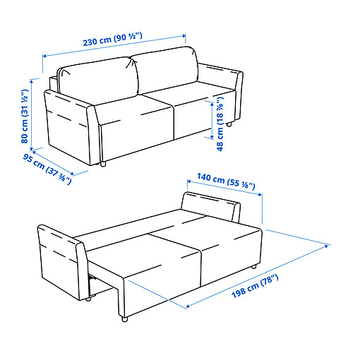 BRISSUND 3-seat sofa-bed
