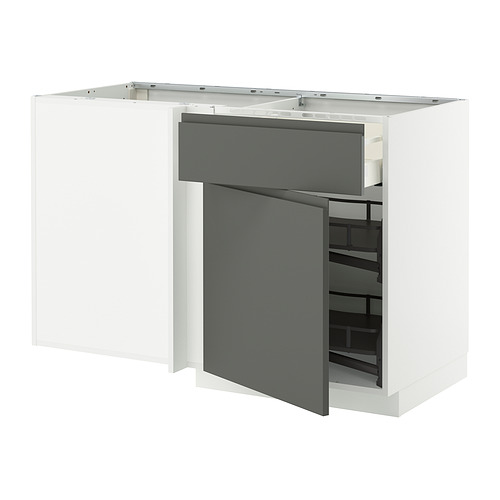 METOD/MAXIMERA, corner base cab w drawer and p-out