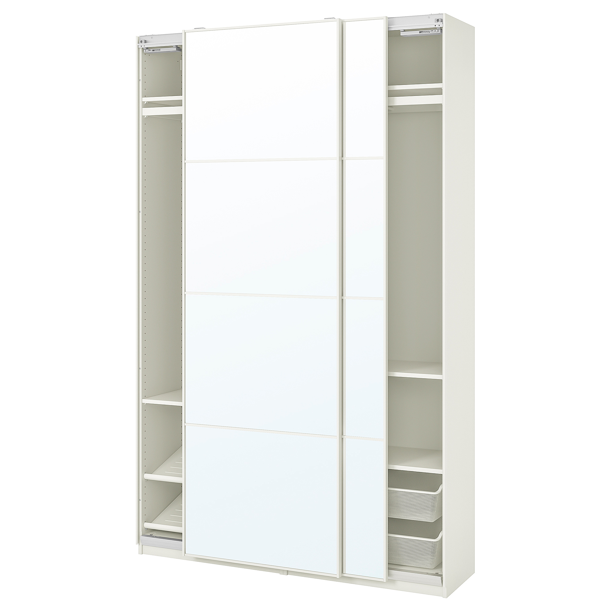 PAX/AULI wardrobe combination white/mirror glass 150x44x236 cm IKEA