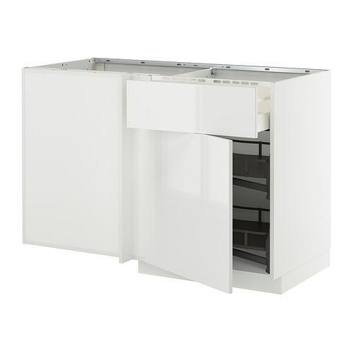 METOD/MAXIMERA, corner base cab w drawer and p-out