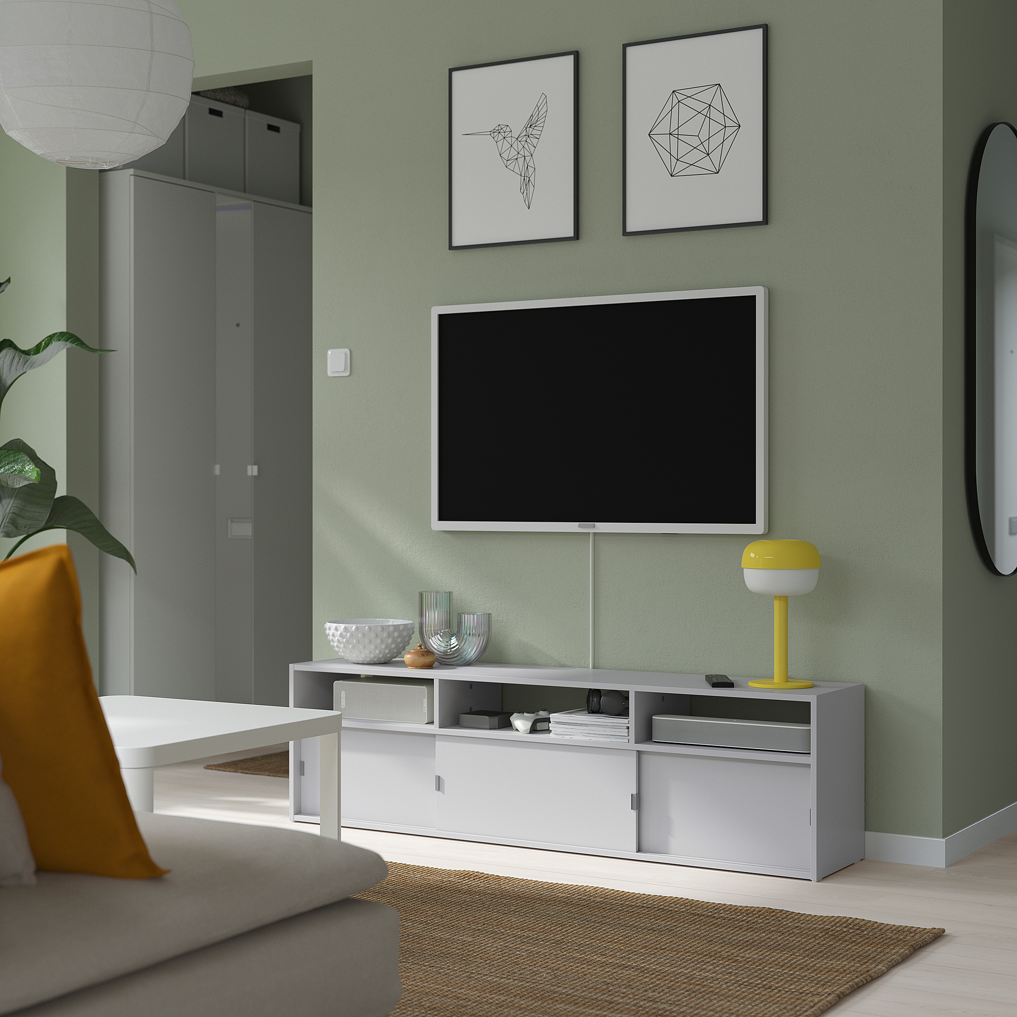 SPIKSMED тумба под ТВ светло-серый 155x32x44 см | IKEA Latvija
