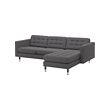 With chaise longue/gunnared dark grey/metal