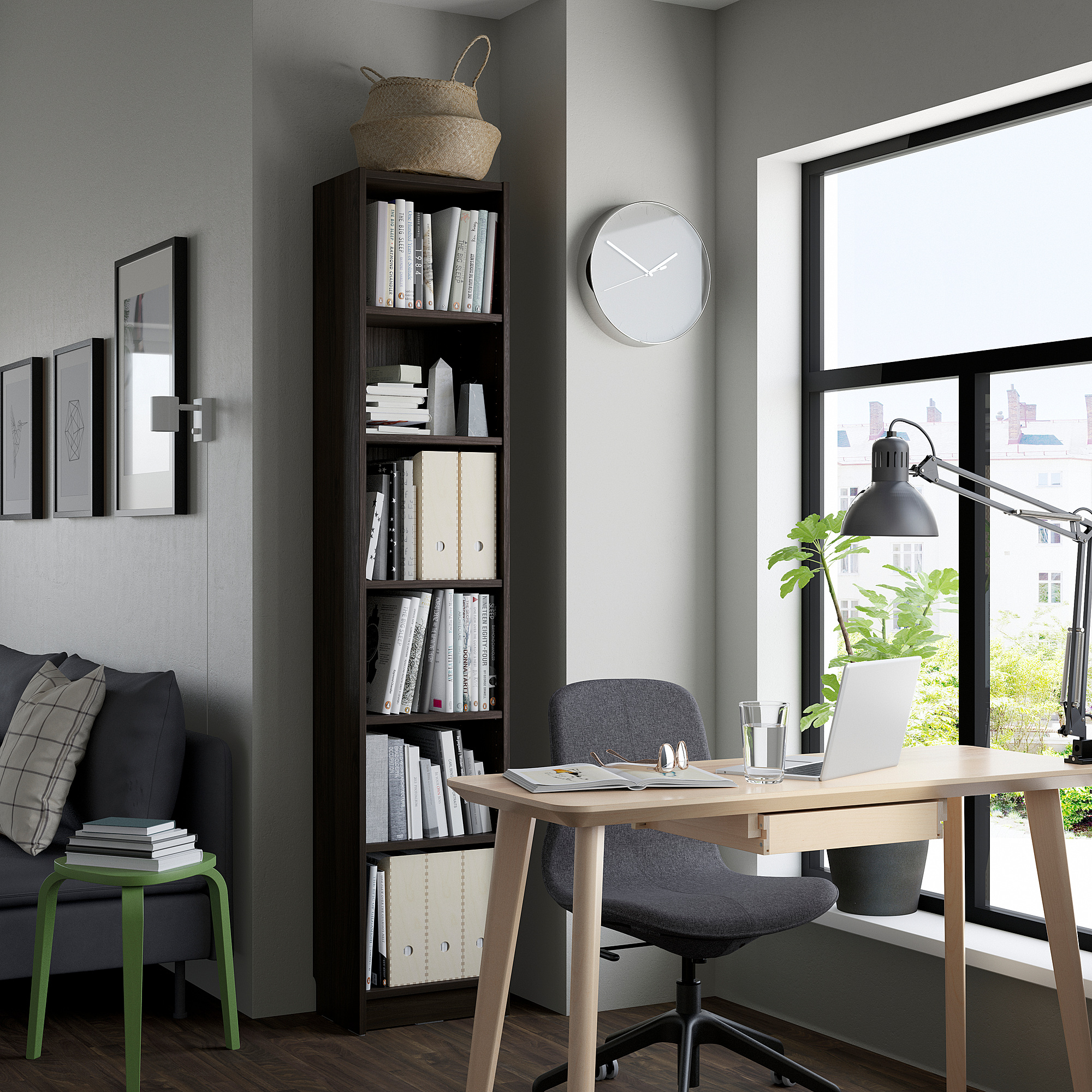 BILLY bookcase dark brown oak effect 40x28x202 cm IKEA Latvija