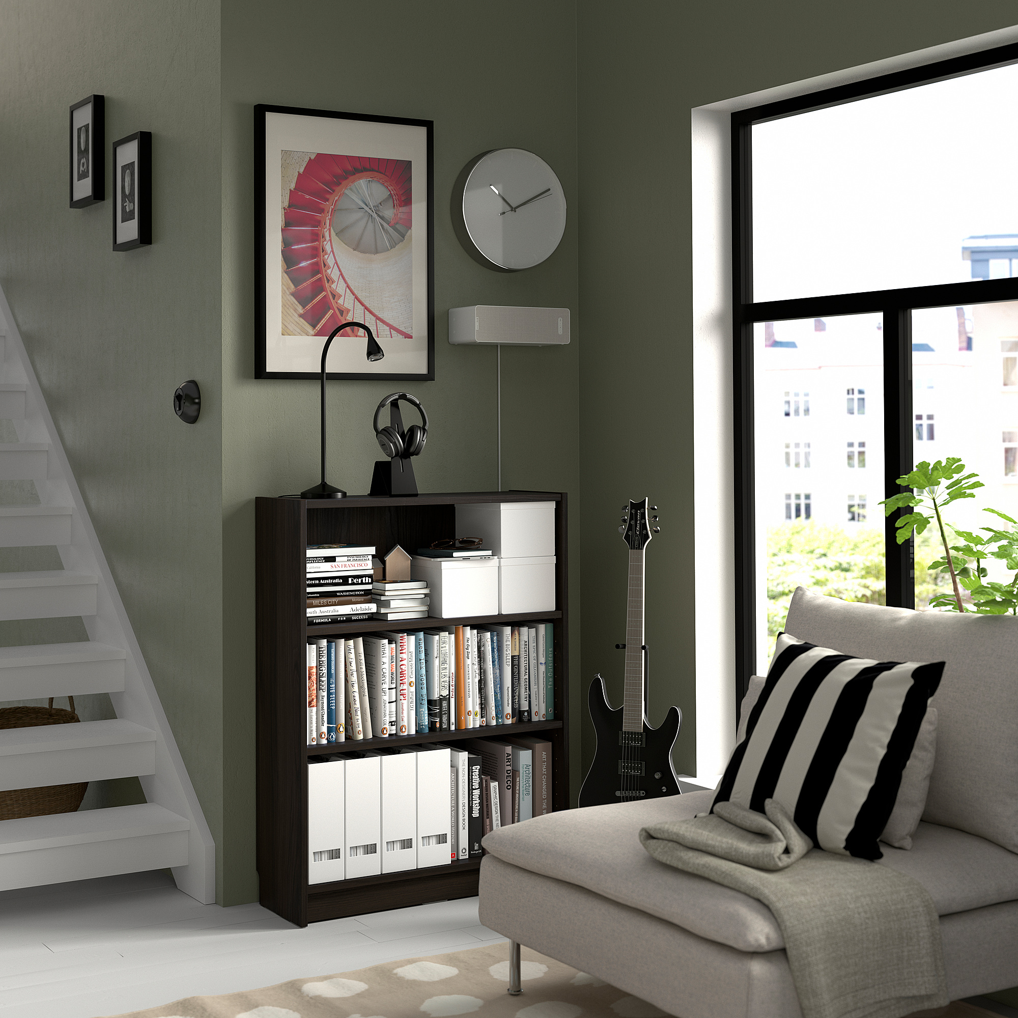 BILLY bookcase dark brown oak effect 80x28x106 cm IKEA Latvija