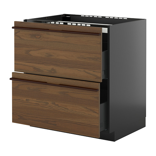 METOD/KNIVSHULT base cab f hob/2 fronts/2 drawers