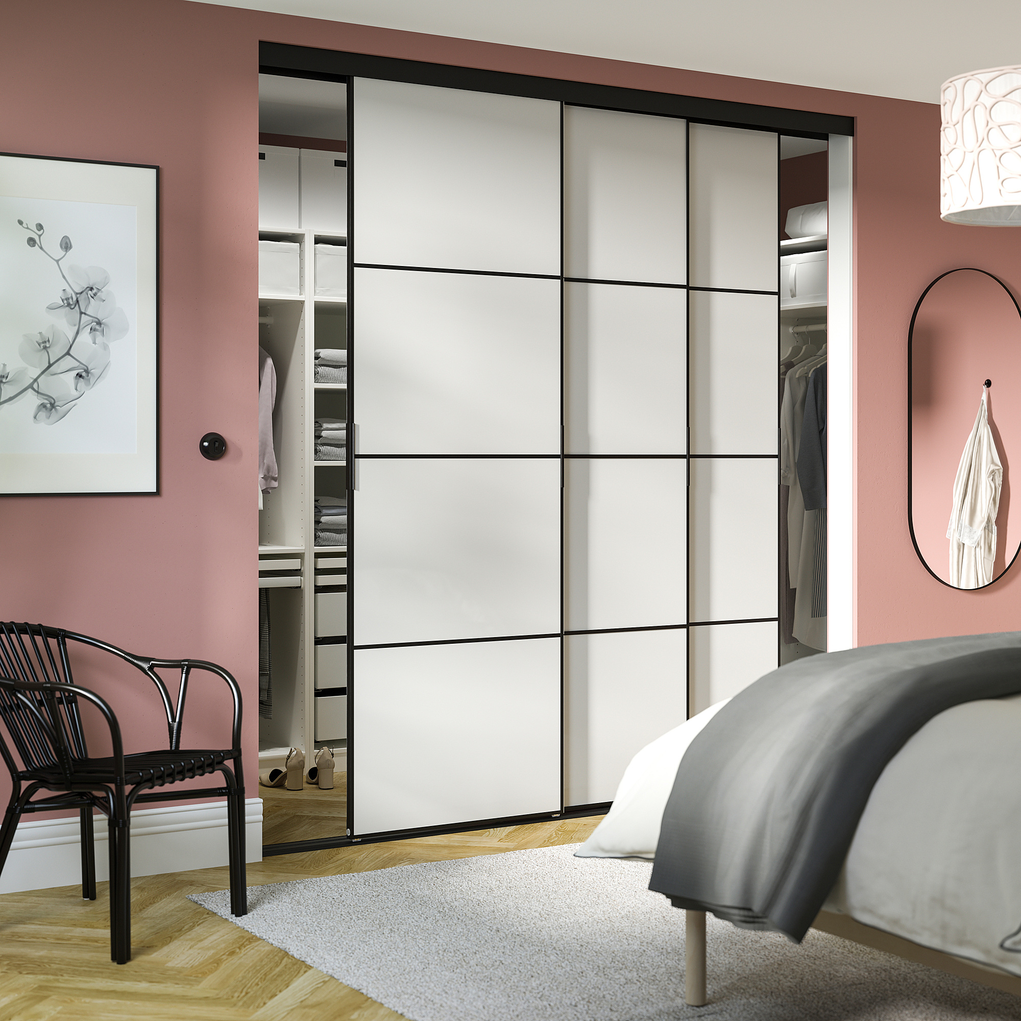 HOKKSUND/SKYTTA sliding door combination black 226x240 cm IKEA Latvija