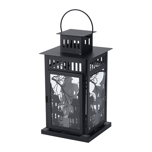 KUSTFYR, lantern for pillar candle, in/out