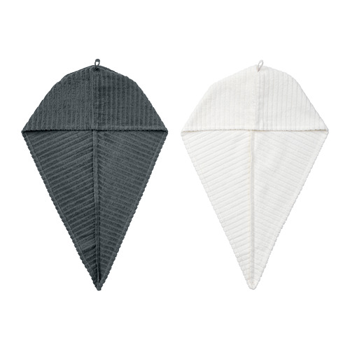 TRÄTTEN hair towel wrap dark grey/white IKEA Latvija