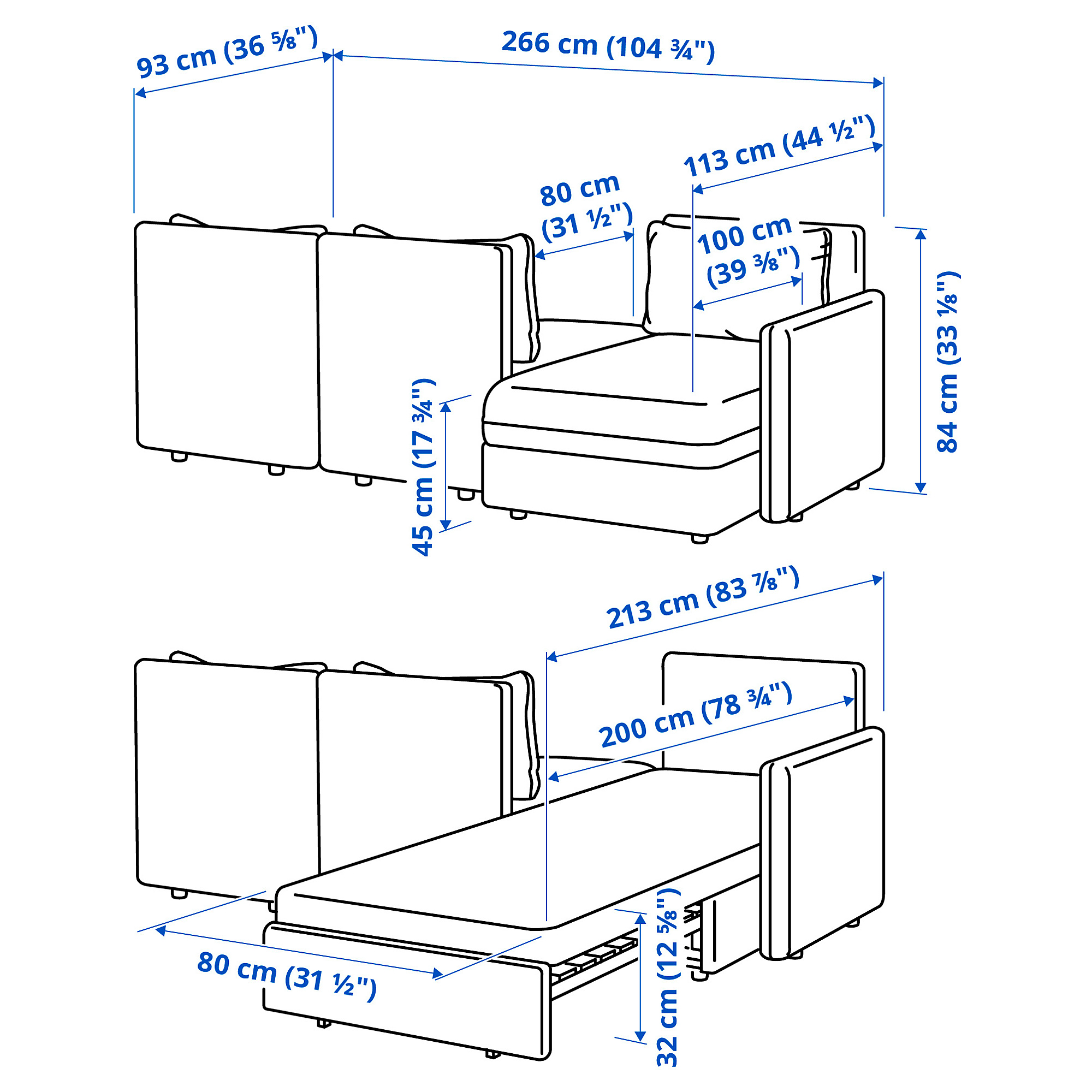 VALLENTUNA 3seat modular sofa with sofabed with storage Hillared
