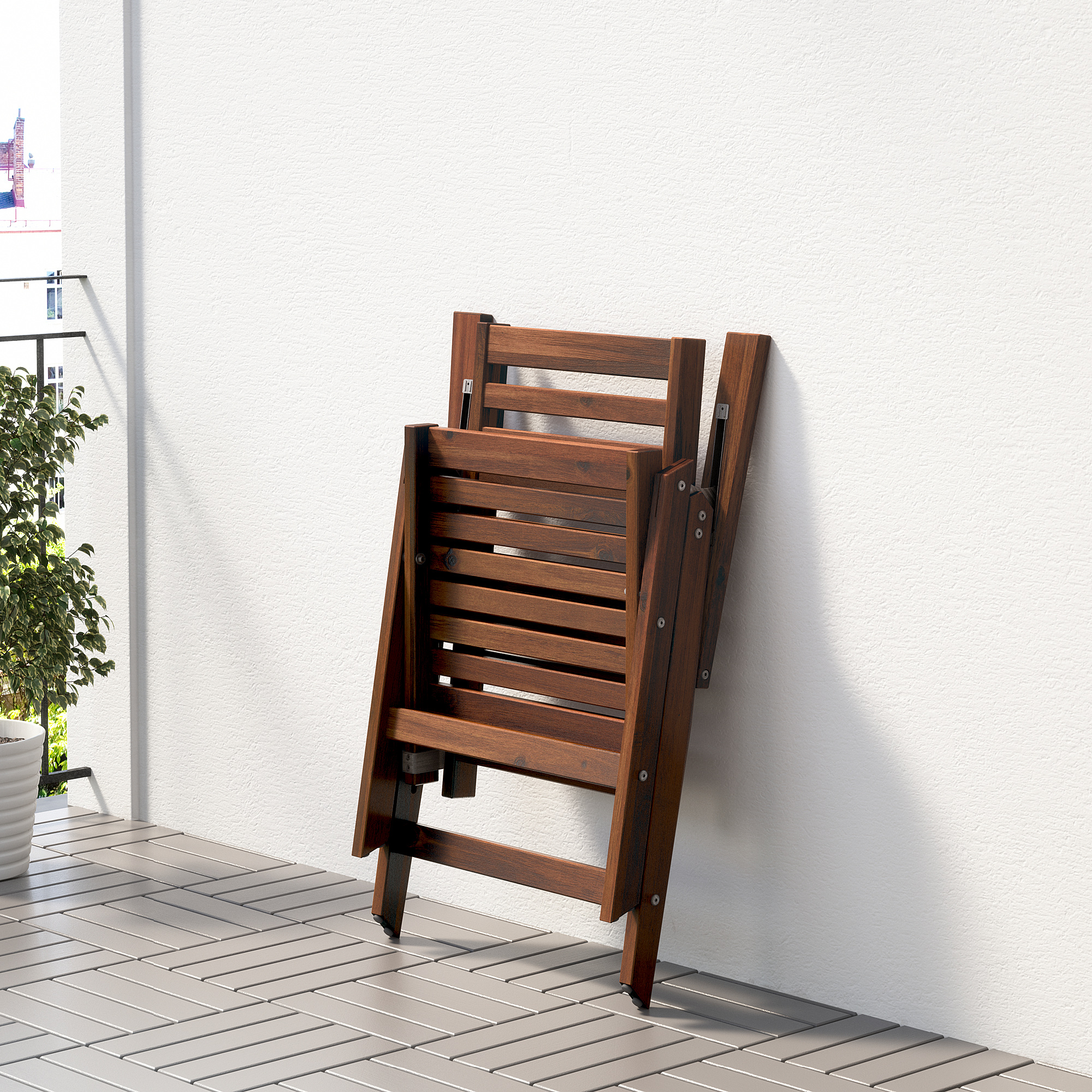 ÄPPLARÖ reclining chair, outdoor foldable brown stained 63x80x100 cm ...