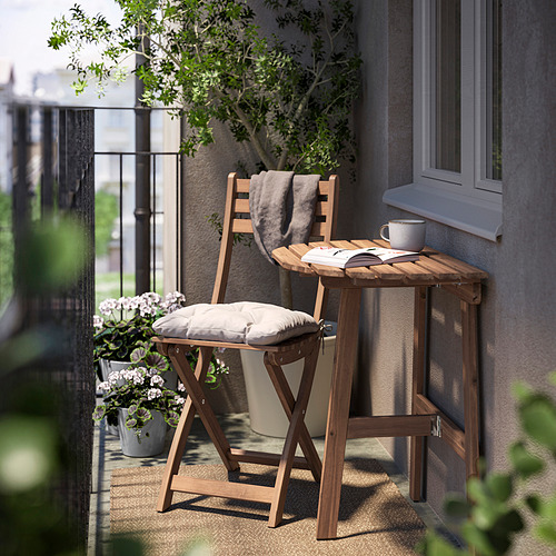 ASKHOLMEN, table for wall+1 fold chr, outdoor