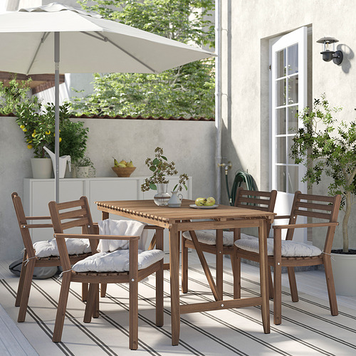 ASKHOLMEN, table+4 chairs w armrests, outdoor