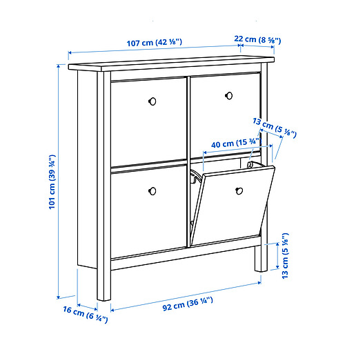 HEMNES batų spintelė su 4 skyriais