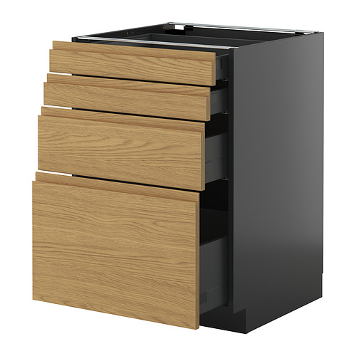 METOD/KNIVSHULT põrandakapp, 4 esipaneeli/4 sahtl.