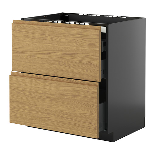 METOD/KNIVSHULT, base cab f hob/2 fronts/3 drawers