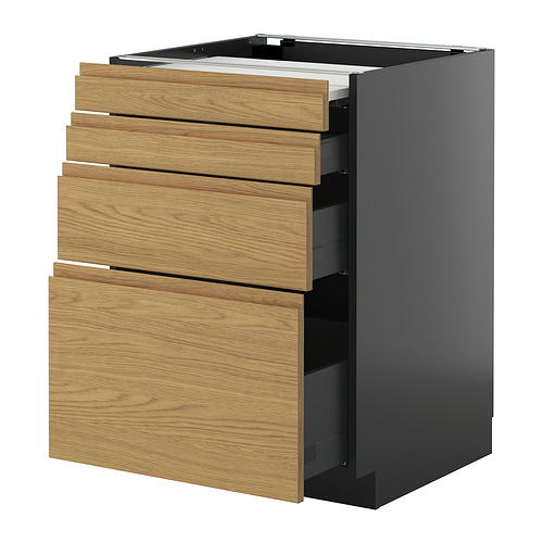 METOD/KNIVSHULT põr.kapp väljat. tööpind/3 sahtlit