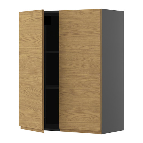 METOD, wall cabinet with shelves/2 doors