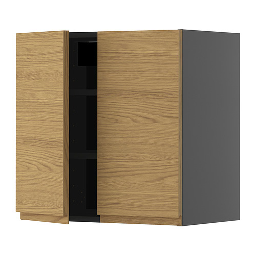 METOD, wall cabinet with shelves/2 doors