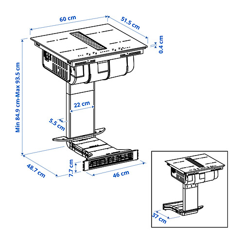 TÄCKNAN ind hob/int extractor w recirc kit