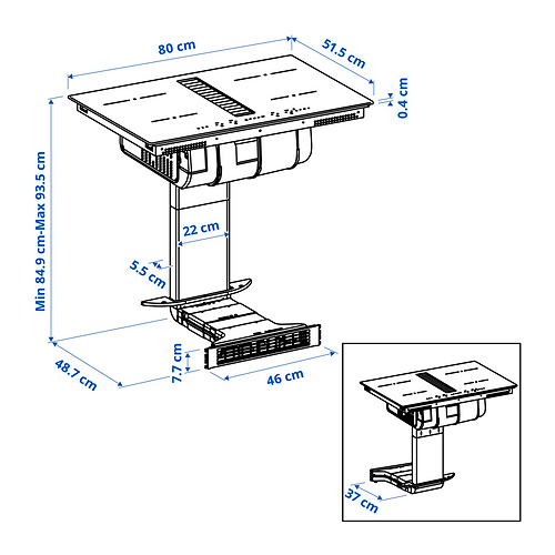 TÄCKNAN ind hob/int extractor w recirc kit