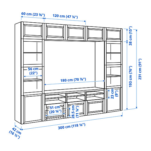BESTÅ klaasustega telerisektsioon