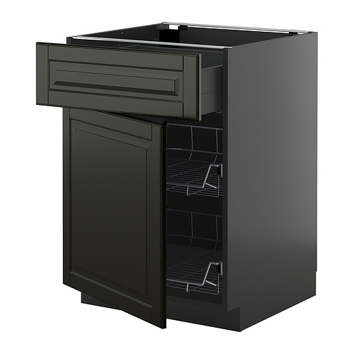 METOD/KNIVSHULT põrandakapp, traatkorv/sahtel/uks