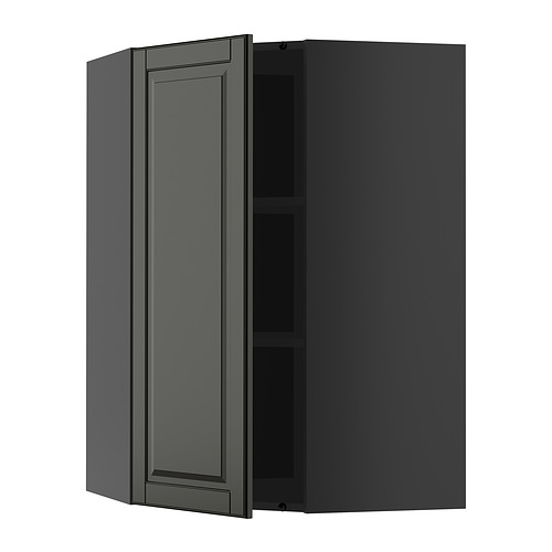 METOD, corner wall cabinet with shelves