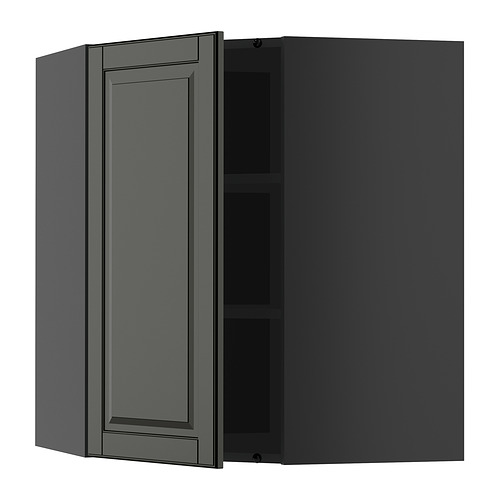 METOD, corner wall cabinet with shelves