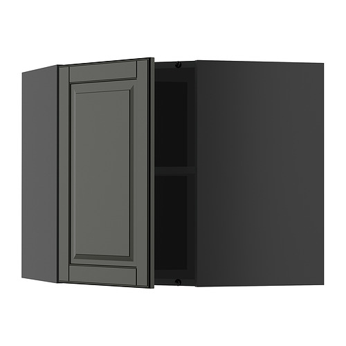 METOD, corner wall cabinet with shelves