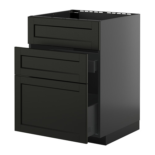METOD/KNIVSHULT, base cab f sink+3 fronts/2 drawers