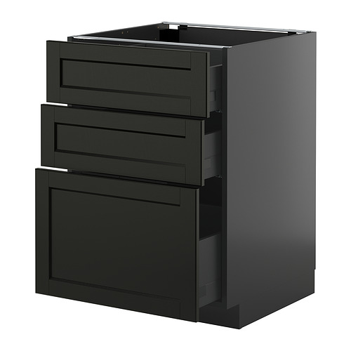 METOD/KNIVSHULT, base cabinet with 3 drawers