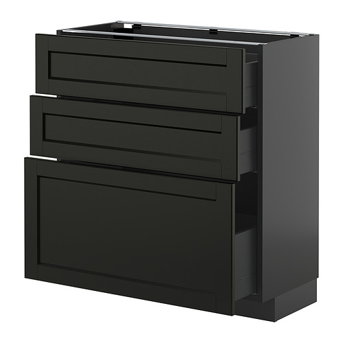 METOD/KNIVSHULT, base cabinet with 3 drawers