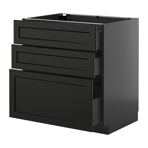 METOD/KNIVSHULT, base cabinet with 3 drawers