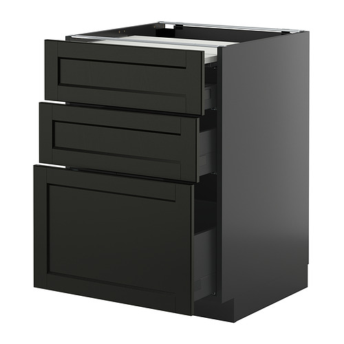 METOD/KNIVSHULT põr.kapp väljat. tööpind/3 sahtlit