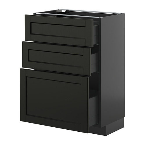 METOD/KNIVSHULT, base cabinet with 3 drawers