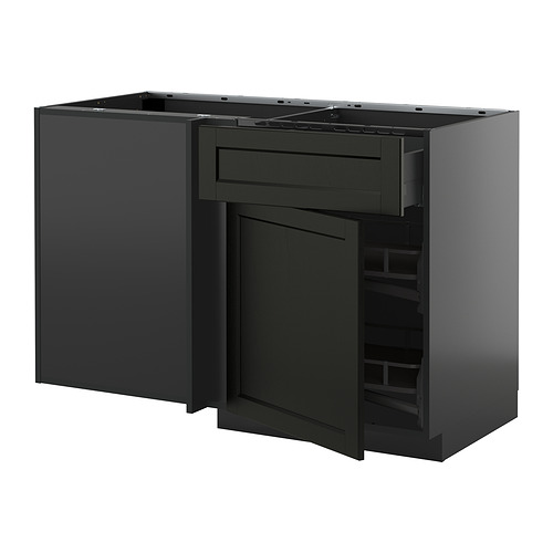 METOD/KNIVSHULT, corner base cab w drawer and p-out