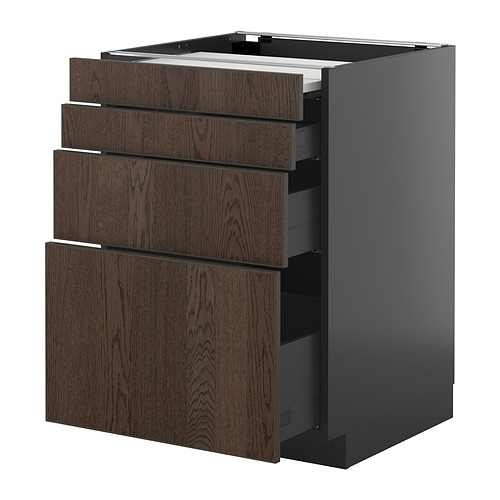 METOD/KNIVSHULT põr.kapp väljat. tööpind/3 sahtlit