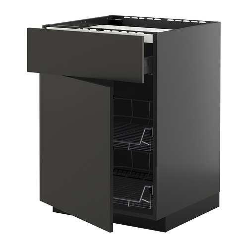 METOD/KNIVSHULT põr.kapp pliid., saht./2 traatkorvi