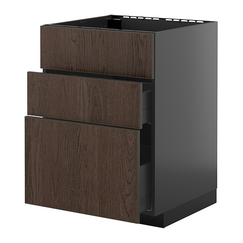 METOD/KNIVSHULT, base cab f hob/int extractor w drw