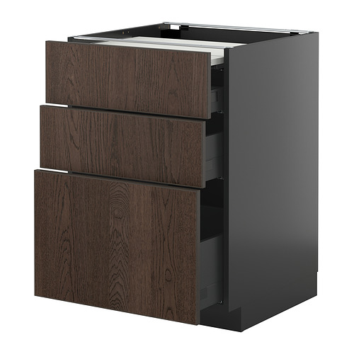 METOD/KNIVSHULT põr.kapp väljat. tööpind/3 sahtlit