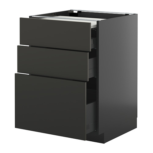 METOD/KNIVSHULT põr.kapp väljat. tööpind/3 sahtlit