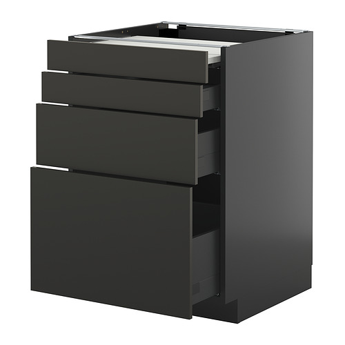 METOD/KNIVSHULT põr.kapp väljat. tööpind/3 sahtlit