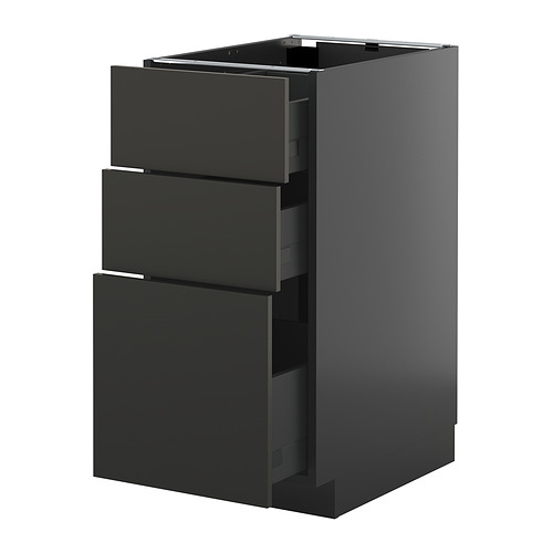 METOD/KNIVSHULT base cabinet with 3 drawers