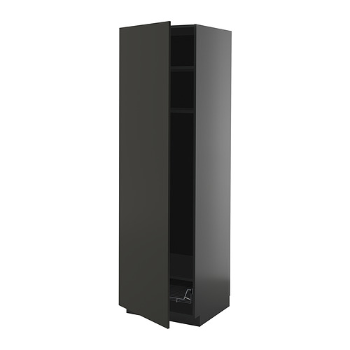 METOD kõrge kapp riiulite/traatkorviga