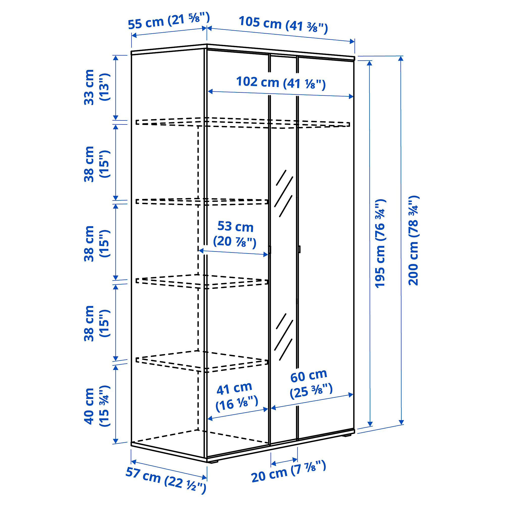VIHALS wardrobe with 2 doors white | IKEA Eesti