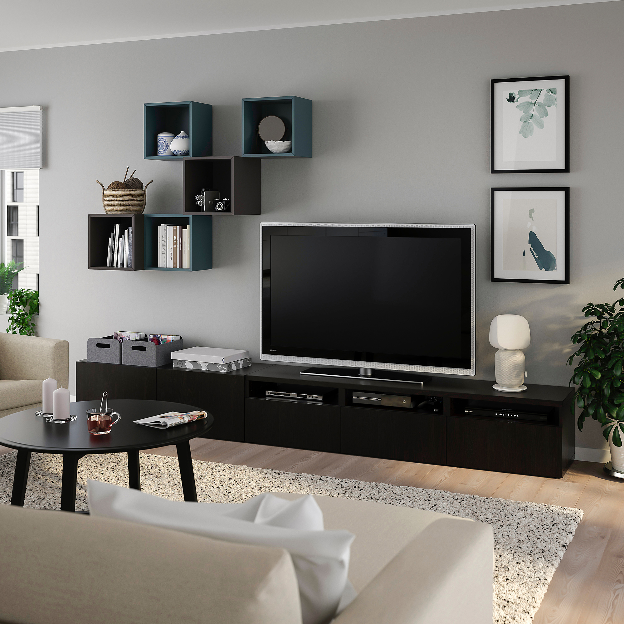 EKET/BESTÅ combination for TV blackbrown/dark grey grey