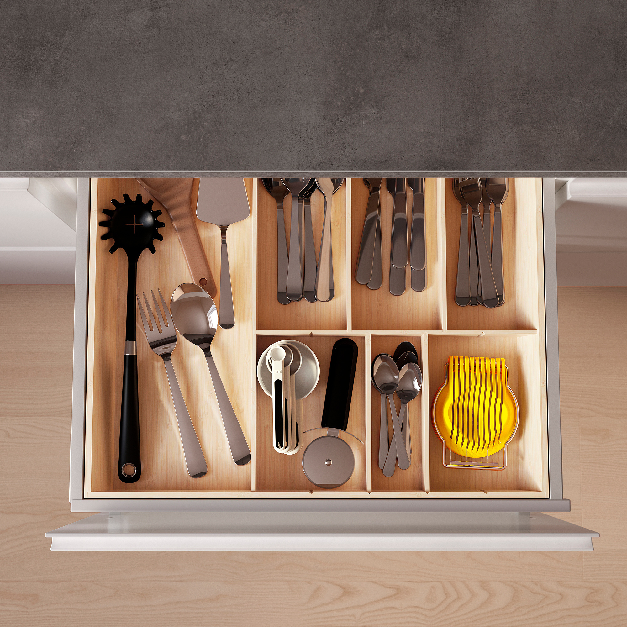 UPPDATERA cutlery tray light bamboo 51.6x49.5x5.4 cm IKEA Lietuva