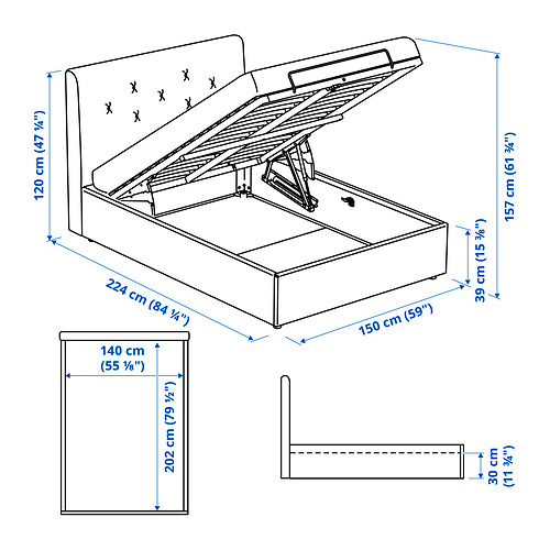 IDANÄS polsterdatud lahtikäiv voodi
