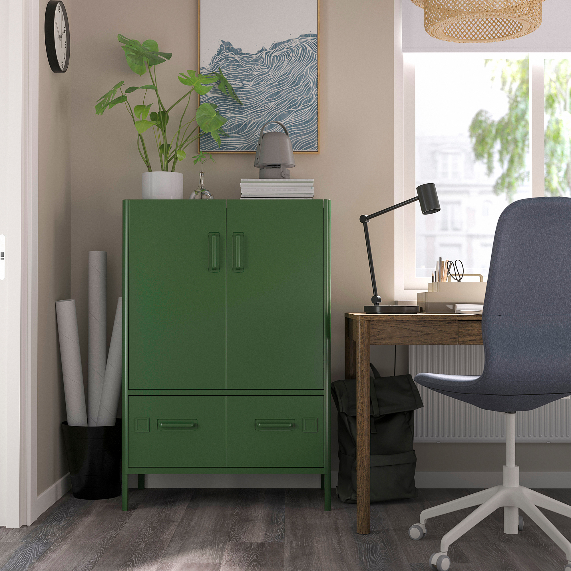 IDÅSEN cabinet with doors and drawers dark green | IKEA Eesti